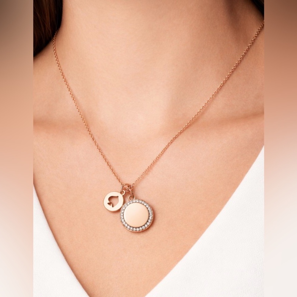 Kate Spade Spot The Spade Necklace Rose Gold Pendant CZ Adjustable Chain NEW